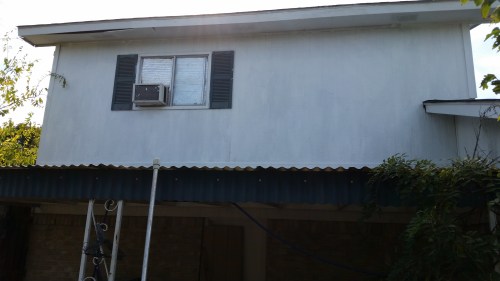 I recently painted the upper portion of the outside of the house, though the rain stopped me from putting on a needed second coat.