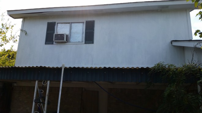 I recently painted the upper portion of the outside of the house, though the rain stopped me from putting on a needed second coat.